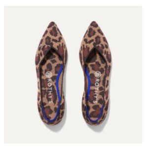 Rothy's Leopard-Print Pointed Knit Flats in Brown